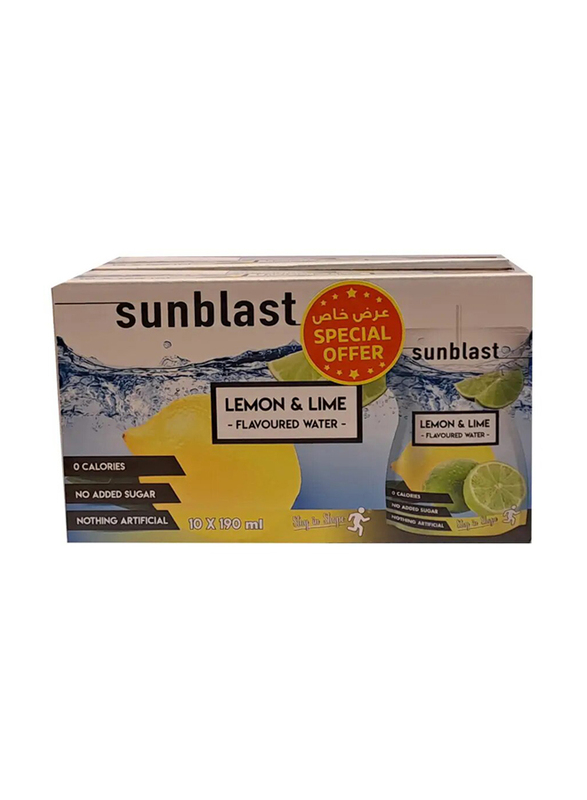 Sun Blast Lemon & Lime Flavored Water, 10 x 190ml