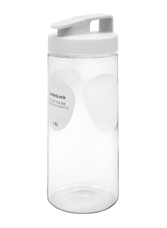 

Locknlock 1.2 Ltr Easy Grip Water Bottle, Hap813W, Clear/White