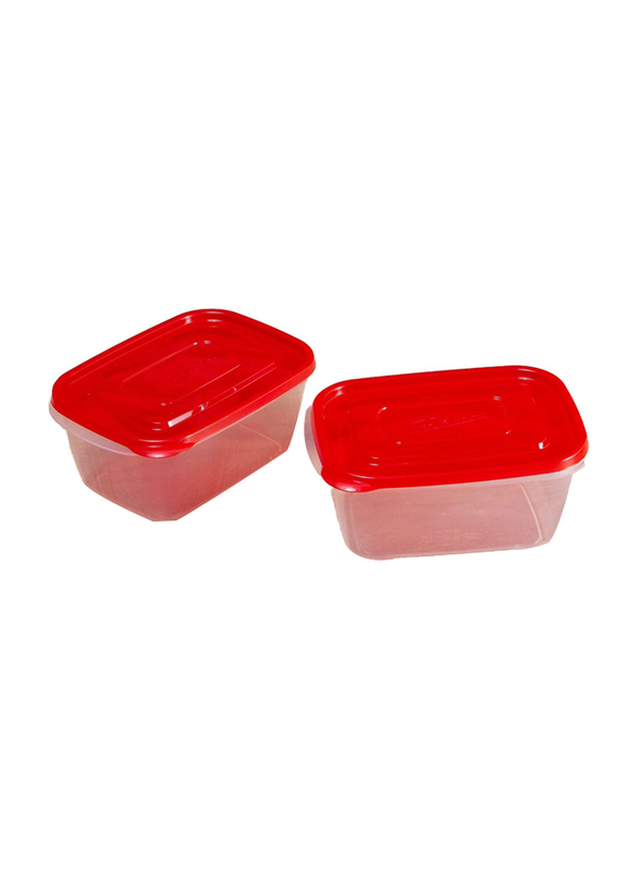 Lock & Lock E-Zlock Rectangle Container, 1320ml, 2 Pieces, HLE6424, Red