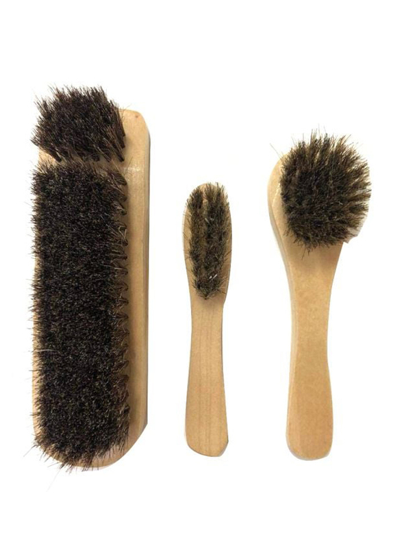 Auto Plus 3-Pieces Leather Cleaning Brush Set, Brown/Black