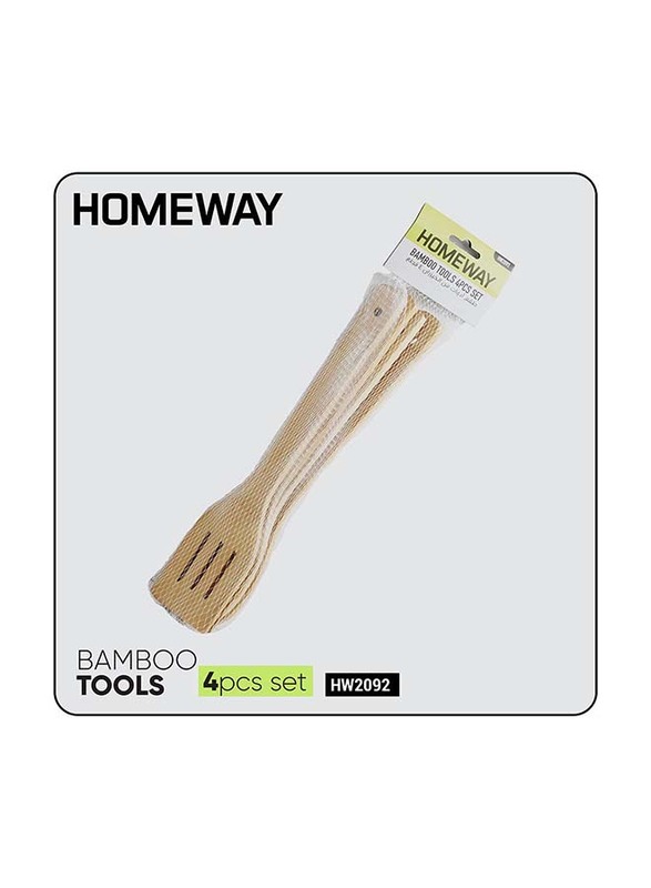 Homeway Bamboo Tools Set, 4 Piece, Brown