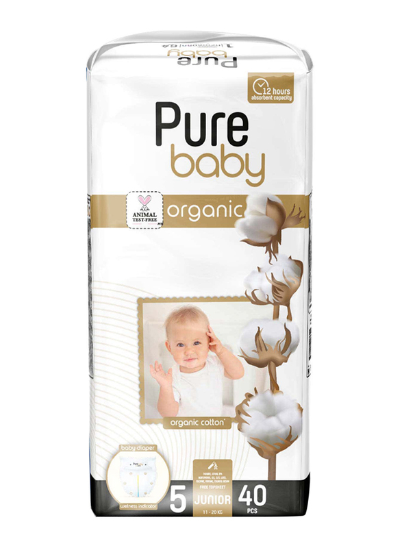 Pure Baby-Eco Diaper, Size 5, 11-20 Kg, 40 Count