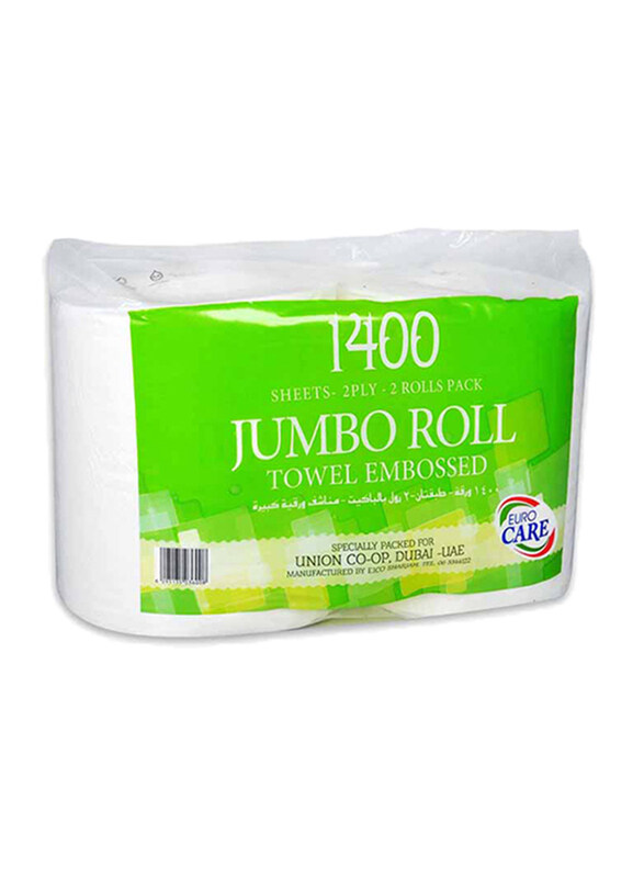 

Euro Care Jumbo Roll Towel - 1400 Sheets x 2 Ply
