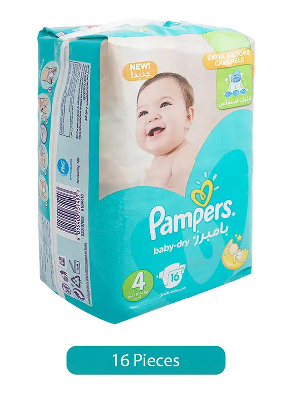 Pampers Size 4 Baby Dry Diapers - 16 Pieces, Large