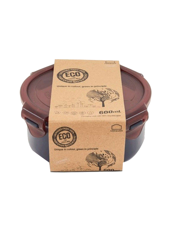 Lock & Lock 2-Piece, Eco Round Food Container, 600ml, Clear/Brown