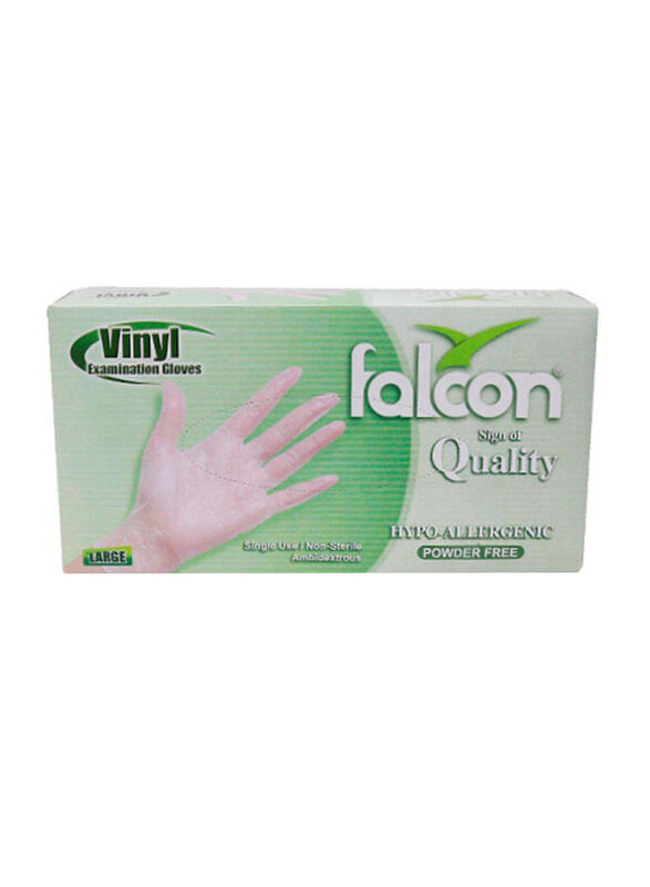 

Falcon Vinyl Powder Free Disposable Gloves, Large, 100 Pieces