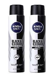 Nivea Men 48h Invisible for Black & White Deodorant, 150ml, 2 Pieces