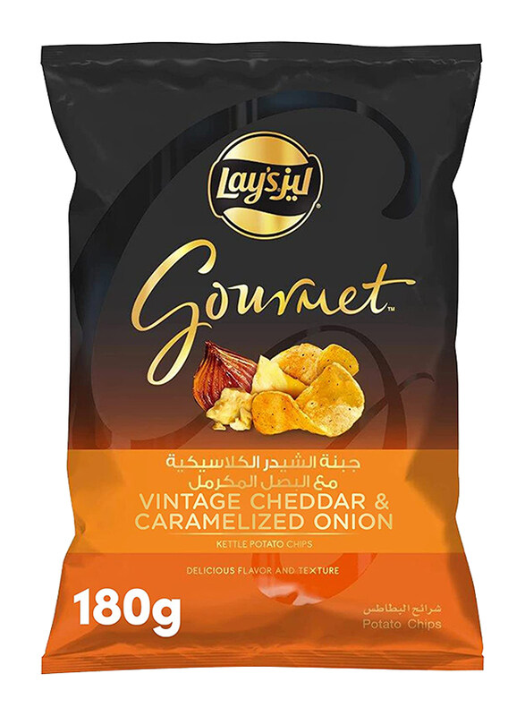 

Lays Gourmet Vintage Cheddar & Caramelized Onion Potato Chips, 180g