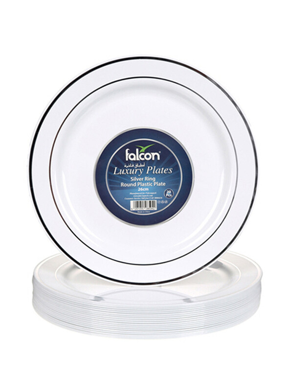 

Falcon 19cm 20-Piece Round Plastic Plate, Silver