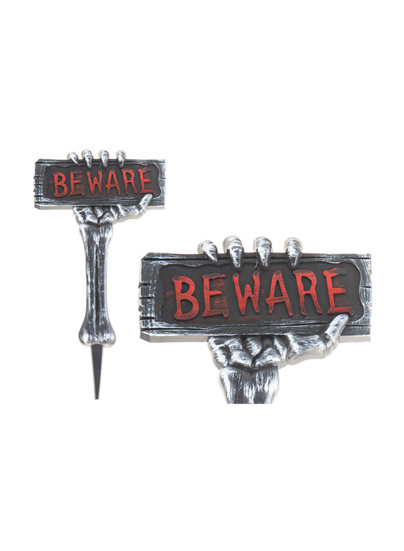 

Halloween Plastic Beware Sticker, 28 x 53cm, Black