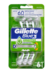 Gillette Blue 3 Sensitive Disposable Razors, 3 Pieces