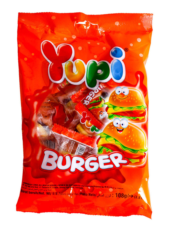 Yupi Mini Burger Jelly Candies Bag, 108g
