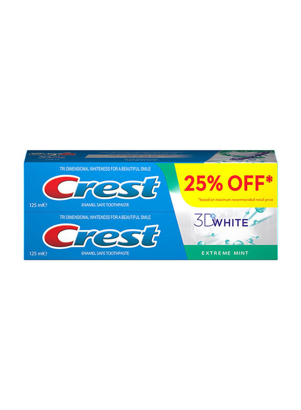 

Crest 3D White Extreme Mint Toothpastes, 125ml, 2 Pieces