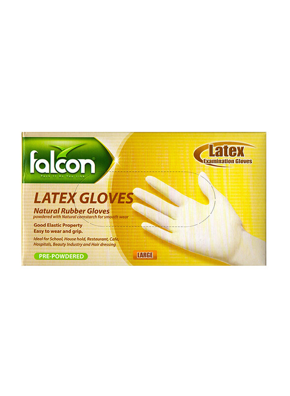 

Falcon Latex Protective Disposable Gloves, Large, 100 Pieces