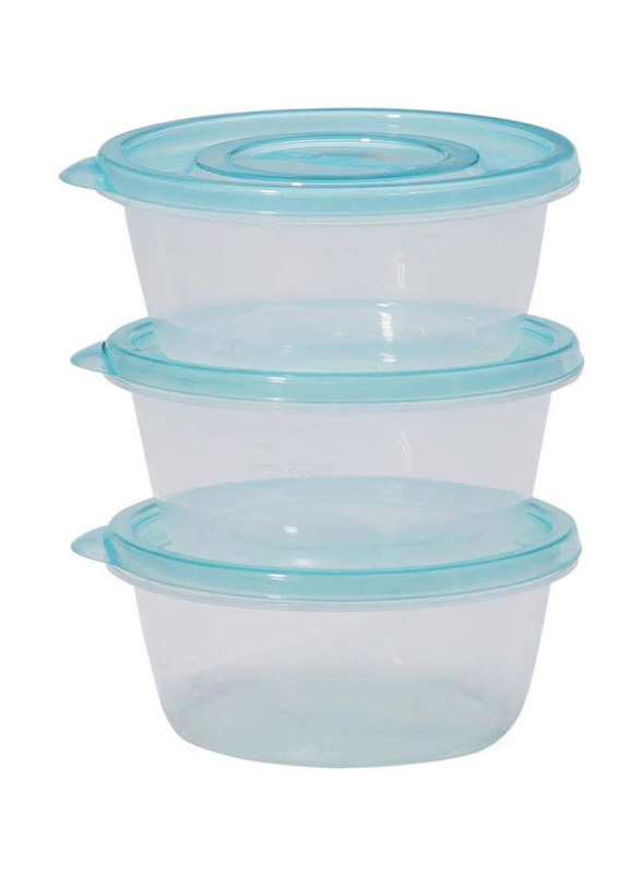 

Lock & Lock 3-Piece Ez Lock Pastel Round Food Container, 350ml, Clear/Blue