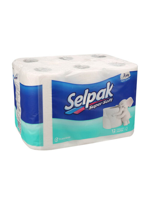 

Selpak 3 Ply Super Soft Toilet Paper Rolls, 12 Rolls, White