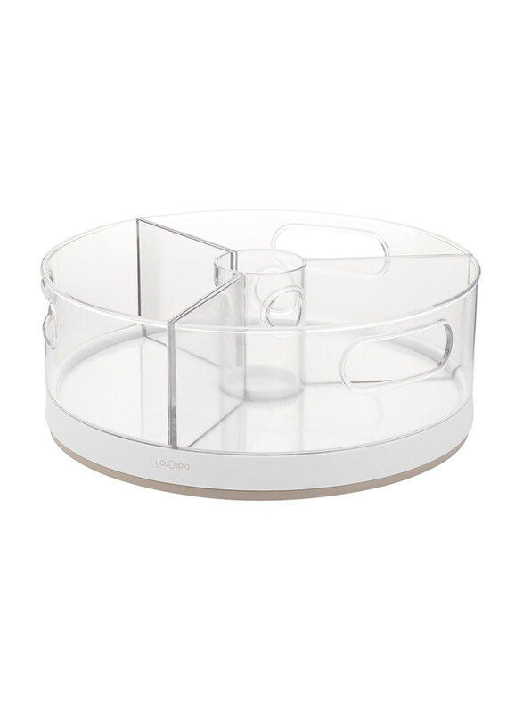 

Youcopia Crazy Susan Turntable Snack Organizer with Bins, Clear