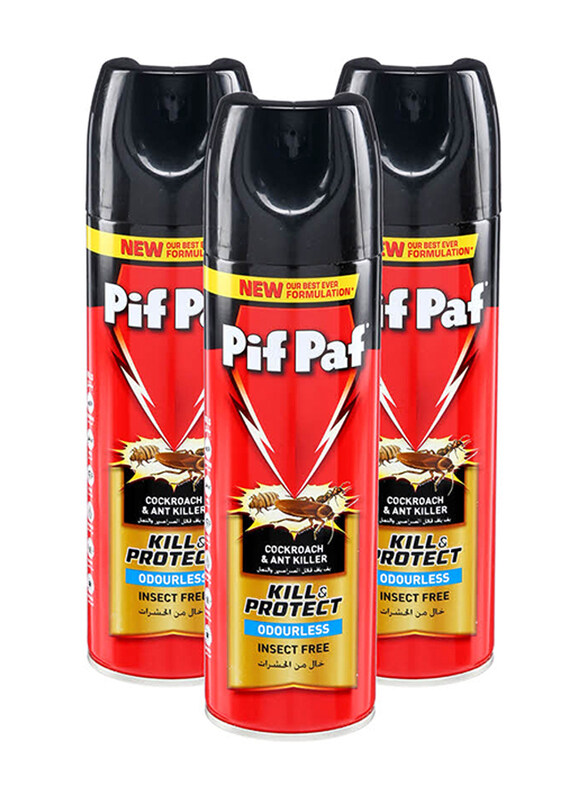 

Pif Paf Kill & Protect Odourless Cockroach & Ant Killer, 3 x 300ml