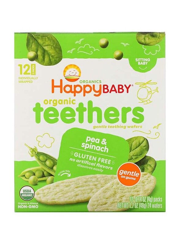 

Happy Baby Organic Teethers Pea & Spinach, 48g