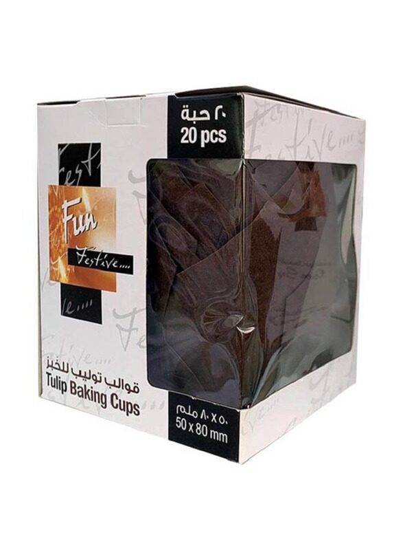 

Fun 20-Piece 50 x 80mm Festive Tulip Baking Cups, Brown