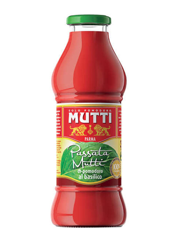 

Mutti Tomato Puree with Fresh Basil Glass Bottle, 400g