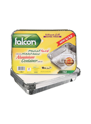 Falcon No.102 Aluminium Disposable Food Container with Lid, 10 Pieces, Silver