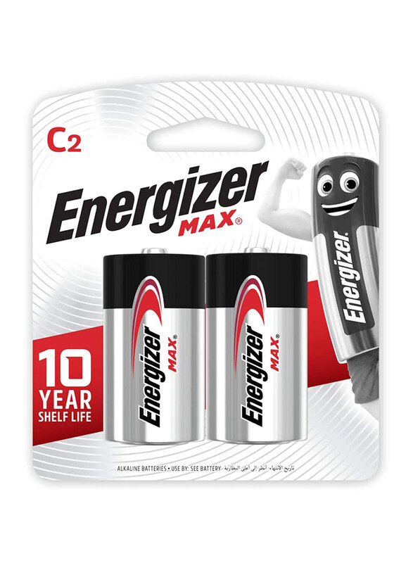 

Energizer Max C2 Square Alkaline Battery, 2 Pieces, Black/Silver