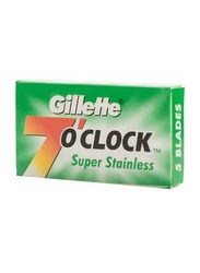 Gillette 7 O'clock Super Stainless Steel Razor Blades, 5 Pieces