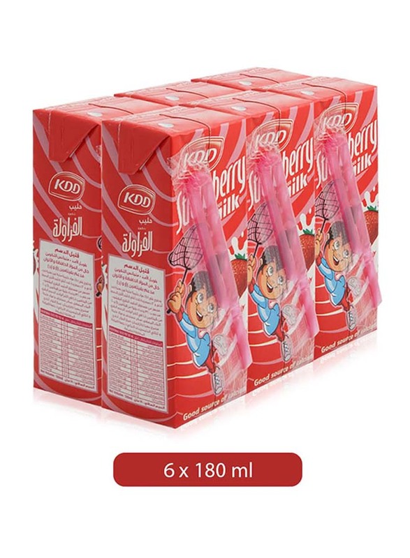 KDD Strawberry Flavor Milk, 6 x 180ml