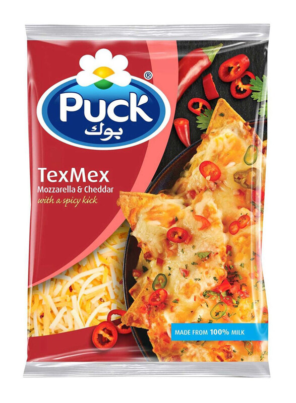 

Puck TexMex Mozzarella And Cheddar Shredded Cheese Mix, 180g