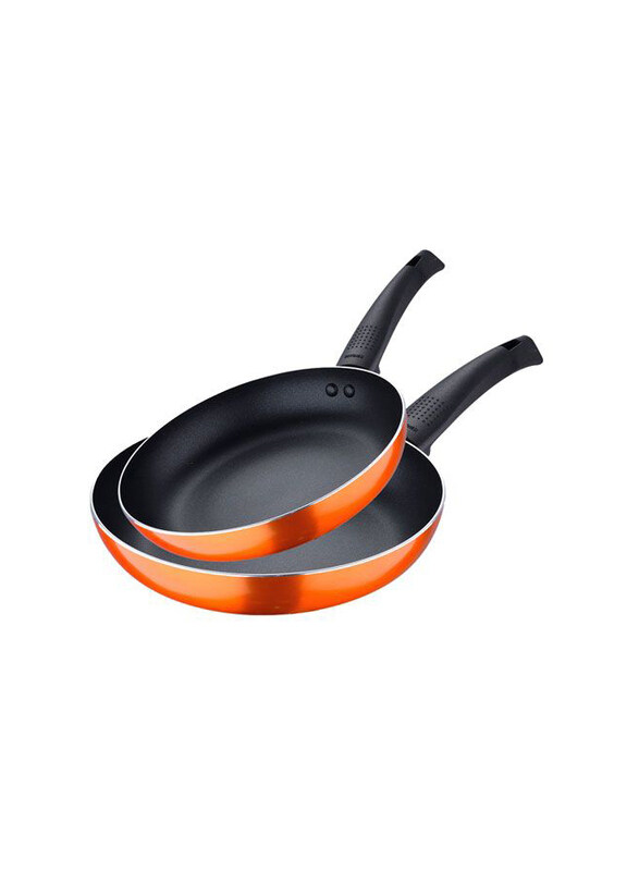 

Bergner 2-Piece 22 & 28cm Non-Stick Round Fry Pan Set, Orange/Black