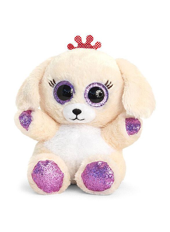 

Keel Toys Animotsu Bichon Fris Plush Dog Toy,White/Purple