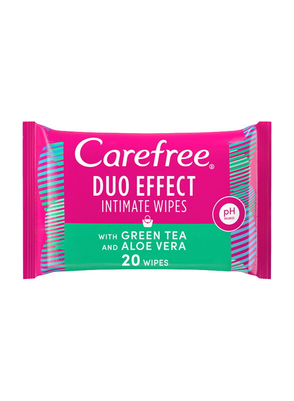 

Carefree Daily Intimate Wipes Duo Effect with Green Tea & Aloe Vera, 20 Pieces