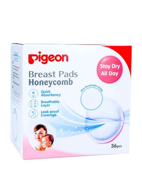 Pigeon Honeycomb Breast Pads, 36 Pieces, White