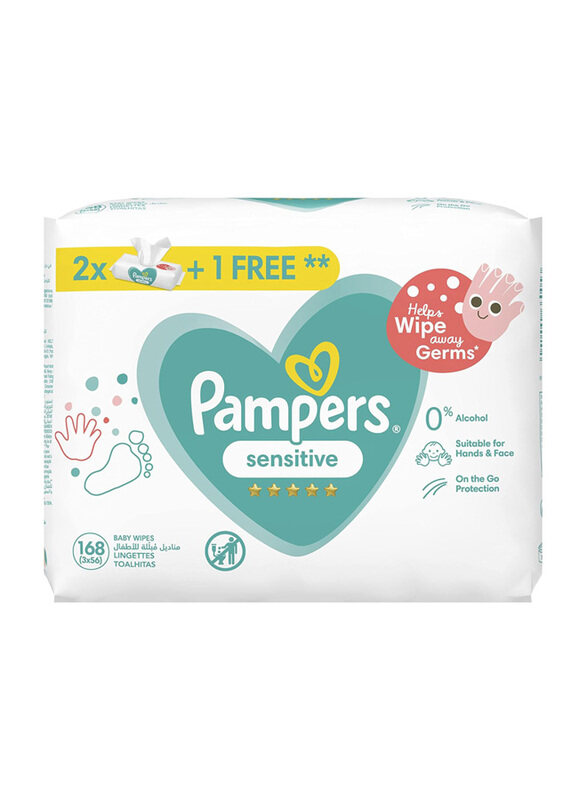 

Pampers 168-Sheet Sensitive Protect Baby Wipes, White