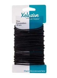 Xcluzive 40 Pieces Thin Ponytailers, Black