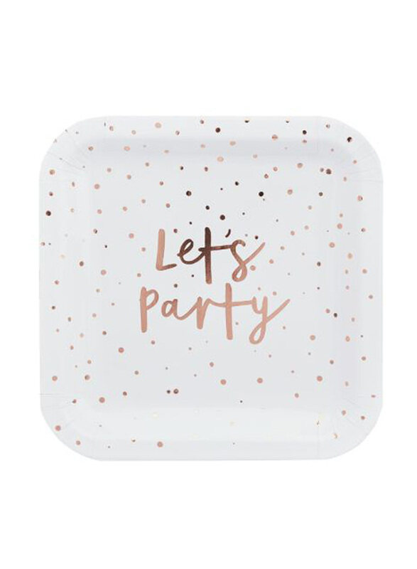 

Hootyballoo 9-inch Lets Party Paper Plates, 8 Pack, Rose Gold