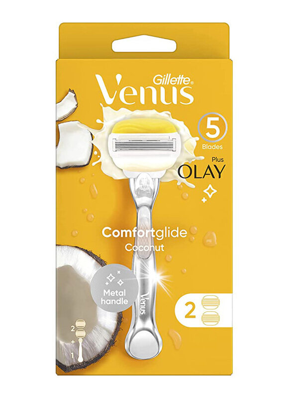 

Venus Comfort Glide Coconut Olay Razor Handle with Blades Refills, 2 Pieces