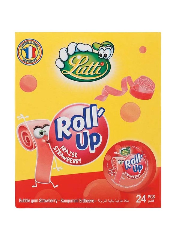 Lutti Roll Up Strawberry Bubble Gum, 24 x 29g