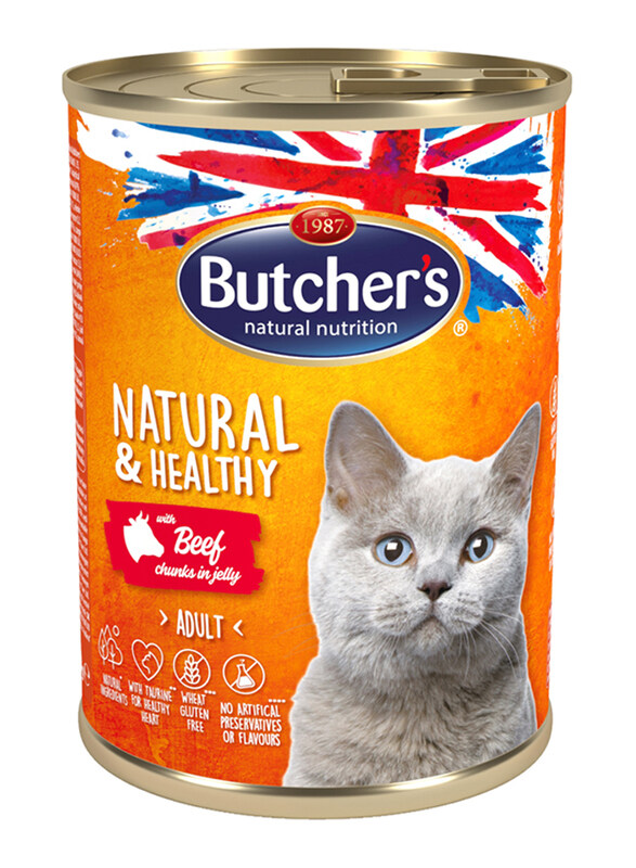 

Butcher's Cat Natural & Healthy Chunks in Jelly with Beef Adult Cat Wet Food, 400g