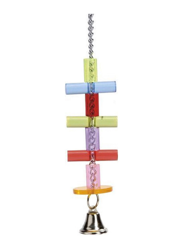 

Beeztees 23cm Acryl Bars & Bell Hanging Bird Toy, Multicolour