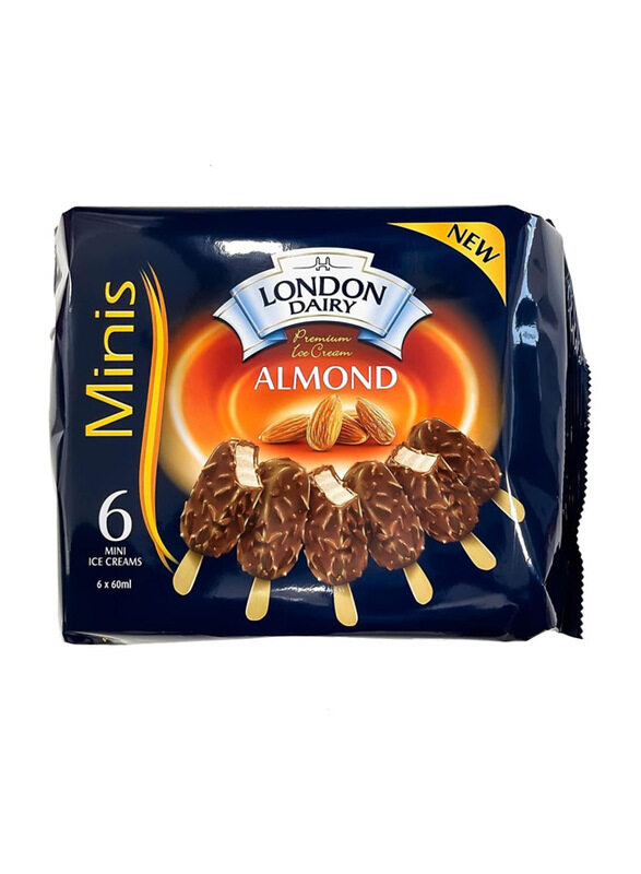 

London Dairy Premium Almond Ice Cream Sticks, 6 x 60ml
