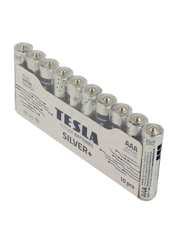 

Tesla Silver+ Alkaline AAA Battery, 10 Pieces, Silver