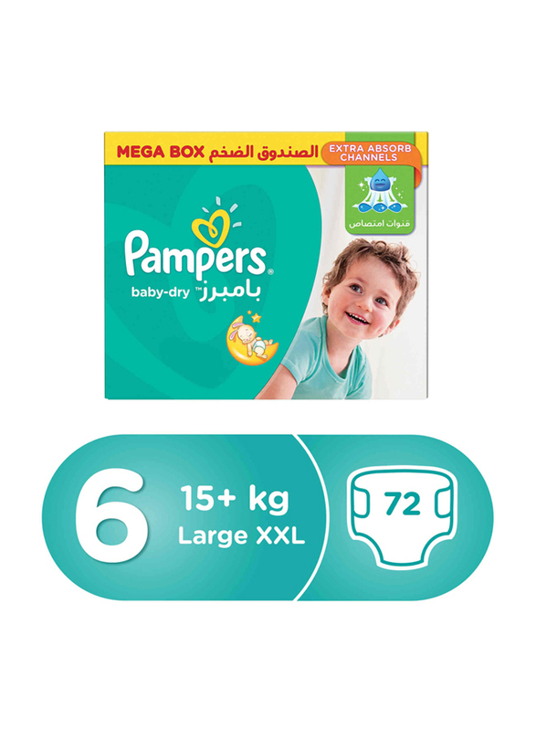 Pampers Alovera Diapers, Size 6, 15+ kg, 72 Count