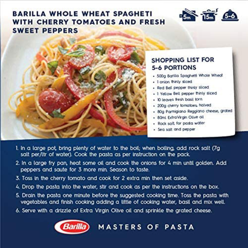 Barilla Spaghetti 5 Whole Wheat Pasta, 500gm