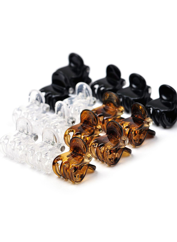 Goody Classics Micro Mini Small Claw Clip, 15-Pieces, Black/Brown/White