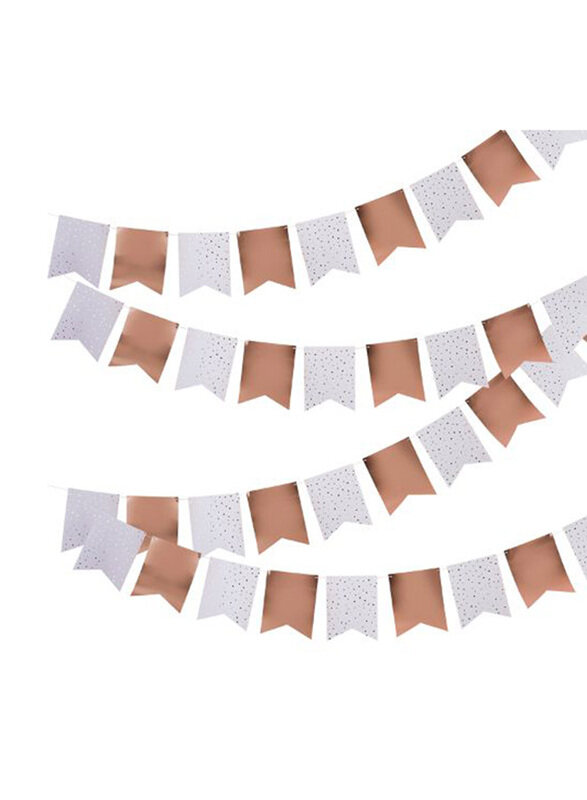 

Hootyballoo Foiled Flag Bunting, 10M, Rose Gold/White