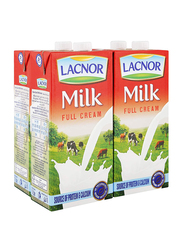Lacnor UHT Full Fat Cream Milk, 4  x 1 Liter