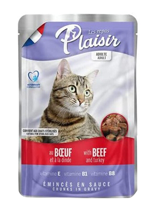 

Plaisir Beef And Turkey Pouch Cats Wet Food, 100g