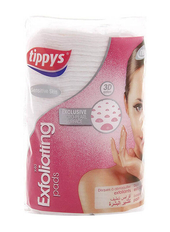 

Tippys 3D Exfoliating Makeup Cotton Pads for Sensitive Skin, 40 Pads, White